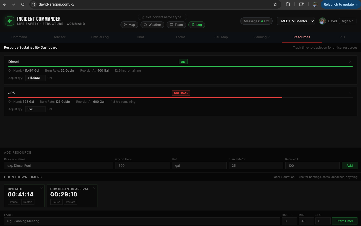 Incident Commander Interface